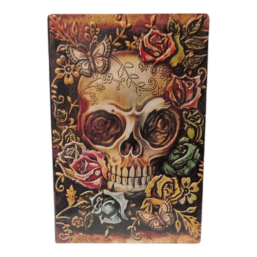 Antique Style Skull Embossed Lined 200 Page Faux Leather Journal 5.8" x 8.3"